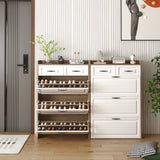 Hearth and Haven White +Oak Color Shoe Cabinet with 3 Doors 2 Drawers, Pvc Door with Shape , Large Space For Storage W1320110988