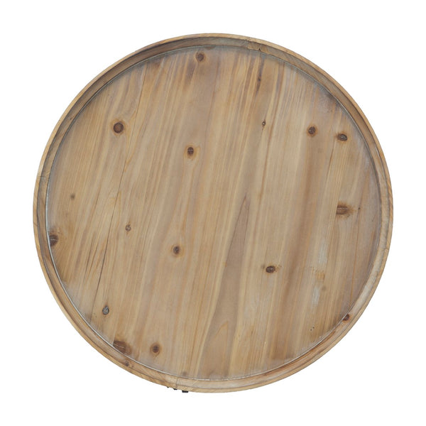 English Elm D29.7" Round Two-tier Side Table Wicker Cane Shelf Turned Legs Artisan Living Room Brown W2078P155914