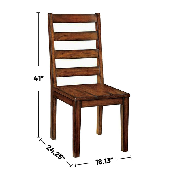 English Elm Set of 2 Tobacco Oak Dining Chairs with Ladder Back Design, Rustic Country Charm and Durable Finish B016P156597