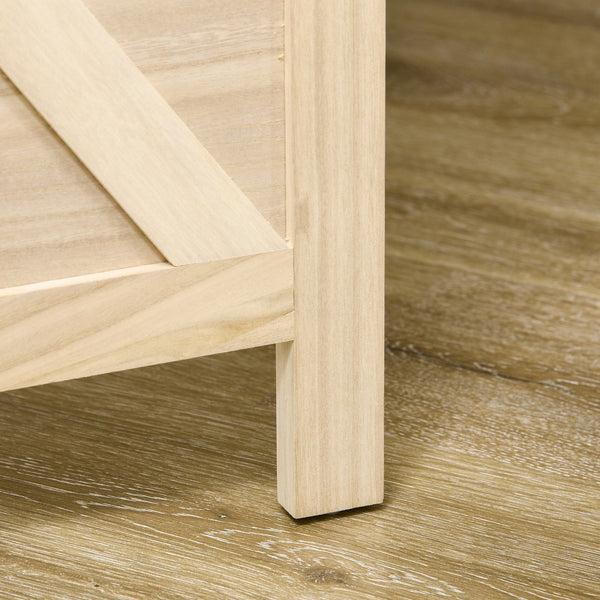 English Elm HOMCOM 3-Panel Wood Room Divider with Floral Louvered Panels, Folding Privacy Screen, 67" Tall Natural W2225P156392