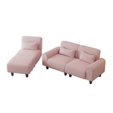 Hearth and Haven Yawn 3-Piece Convertible Sectional Sofa Set with Pillows, Pink and Black W1658S00014