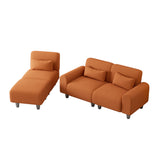 Hearth and Haven Yawn 3-Piece Convertible Sectional Sofa Set with Pillows, Orange and Black W1658S00013