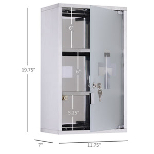English Elm Kleankin Wall Mounted Medicine Cabinet - Lockable Stainless Steel Storage With 3 Shelves & Glass Door W2225P156398