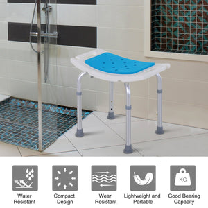 English Elm Homcom 6-Level Adjustable Curved Bath Stool – Aluminum Non-Slip Shower Chair, Ergonomic Seat, 300 lb Capacity W2225P156390
