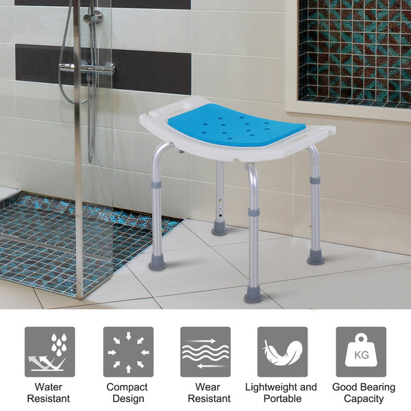 English Elm Homcom 6-Level Adjustable Curved Bath Stool – Aluminum Non-Slip Shower Chair, Ergonomic Seat, 300 lb Capacity W2225P156390