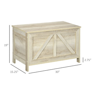 English Elm HOMCOM Farmhouse Storage Chest 30" – Lift-Top Blanket Box with Safety Hinge, 66lb Capacity, White W2225P156389