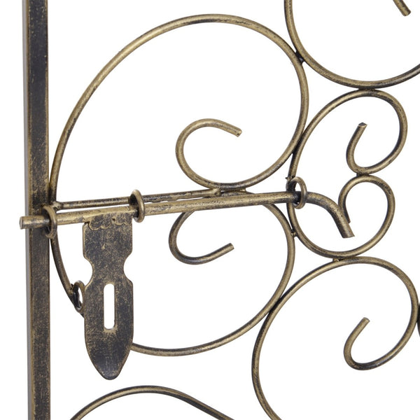 English Elm Homcom 45 Bottle Wrought Iron Jail Wine Rack with Scrollwork and Antique Bronze Finish W2225P156400