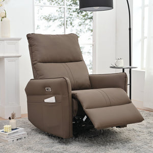 English Elm 270° Power Swivel Rocker Recliner Chair – Electric Glider With Usb Ports, Pu Leather, Ideal For Relaxation W1028S00027