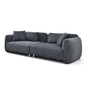 English Elm 110.23 Inches Teddy Velvet Sofa, Mid Century Sofa 3 Seater Couch With 4 Pillows For Bedroom, Living Room, Lounges, Office, Apartment Black