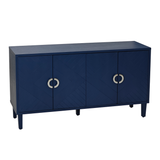 Hearth and Haven Stylish and Functional 4-Door Storage Cabinet with Pine Legs and Mdf, For Living Room Bedroom, And Kitchen, Navy Blue W757P144371