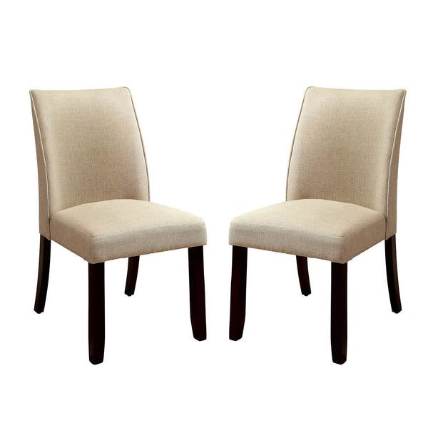 English Elm Set of 2 Padded Fabric Side Chairs Espresso & Ivory Upholstered Dining Seats Comfortable Stylish Durable B016P156574