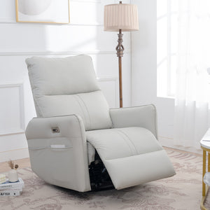English Elm 270° Power Swivel Rocker Recliner Chair - Pu Leather Electric Glider With Usb Ports For Comfort W1028S00026