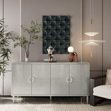 Stylish 4-Door Storage Cabinet - Pine Legs MDF for Living Room Champagne