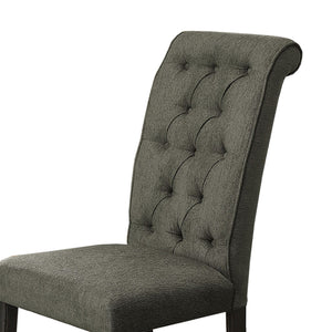 English Elm Set of 2 Upholstered Side Chairs with Tufted Scrolled Back, Antique Black Frame, Gray Seat Comfort B016P156581
