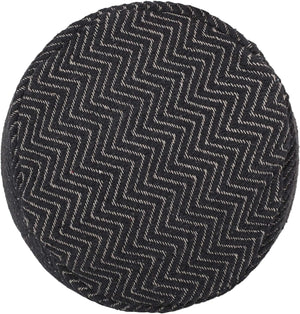 English Elm Christopher Knight Home® - WOVEN Cotton Pouf Dark Gray Handwoven Boho Zigzag Design Removable Zip Cover Polystyrene Beads 16" 67857.00