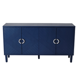 Hearth and Haven Stylish and Functional 4-Door Storage Cabinet with Pine Legs and Mdf, For Living Room Bedroom, And Kitchen, Navy Blue W757P144371