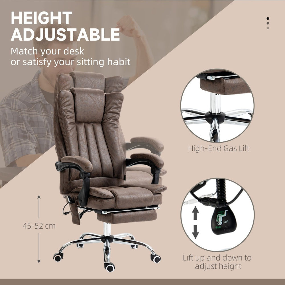 English Elm Vinsetto High Back Microfiber Office Chair With 6-Point Massage, Heat, Footrest, And Adjustable Height W2225P156397-GIGA