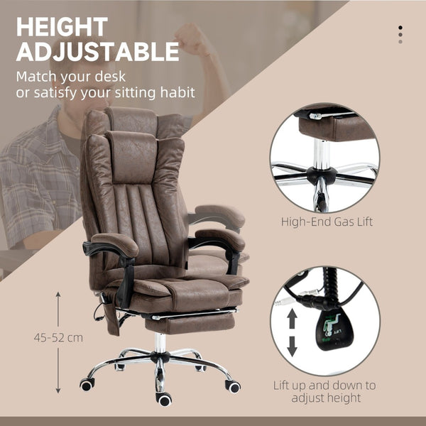 English Elm Vinsetto High Back Microfiber Office Chair With 6-Point Massage, Heat, Footrest, And Adjustable Height W2225P156397-GIGA