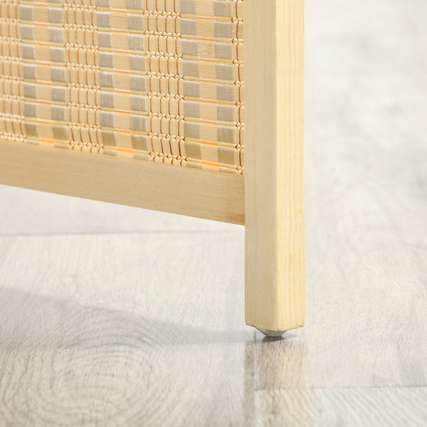 English Elm Homcom 4-Panel Folding Bamboo Room Divider Screen, Stylish Privacy Partition With Storage Shelves W2225P156391