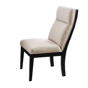 English Elm Set of 2 Padded Fabric Dining Chairs Black Beige – Tufted Back, Ergonomic Comfort, Stylish Two-Tone Wood Frame B016P156454