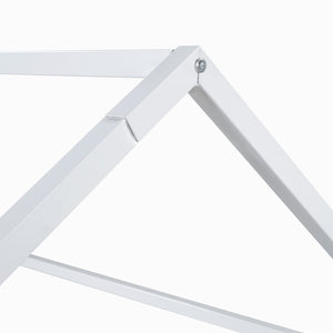 English Elm Twin Metal House Bed with Roof, Fence & Door — Enclosed Playful Twin Frame for Imaginative Kids Sleeps White MF315932AAK