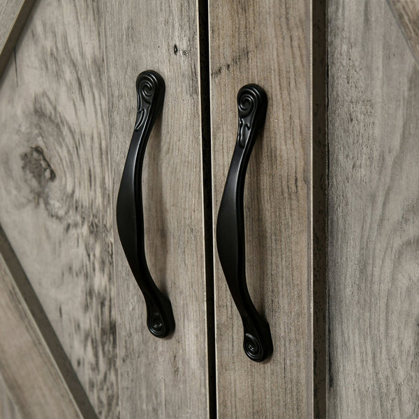 English Elm HOMCOM Farmhouse Coffee Bar Cabinet with Rustic Sliding Barn Door, Wine Racks, Drawers & Shelves for Kitchen and Dining Room (31.5" W) Natural W2225P156395