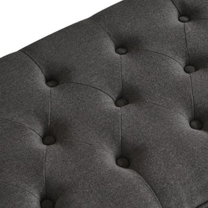 English Elm Upholstered Tufted Linen Storage Bench with Spindle Legs for Bedroom Entryway W2186P151307