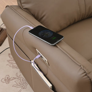 English Elm 270° Power Swivel Rocker Recliner Chair – Electric Glider With Usb Ports, Pu Leather, Ideal For Relaxation W1028S00027