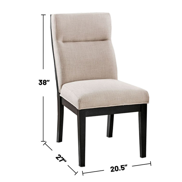 English Elm Set of 2 Padded Fabric Dining Chairs Black Beige – Tufted Back, Ergonomic Comfort, Stylish Two-Tone Wood Frame B016P156454