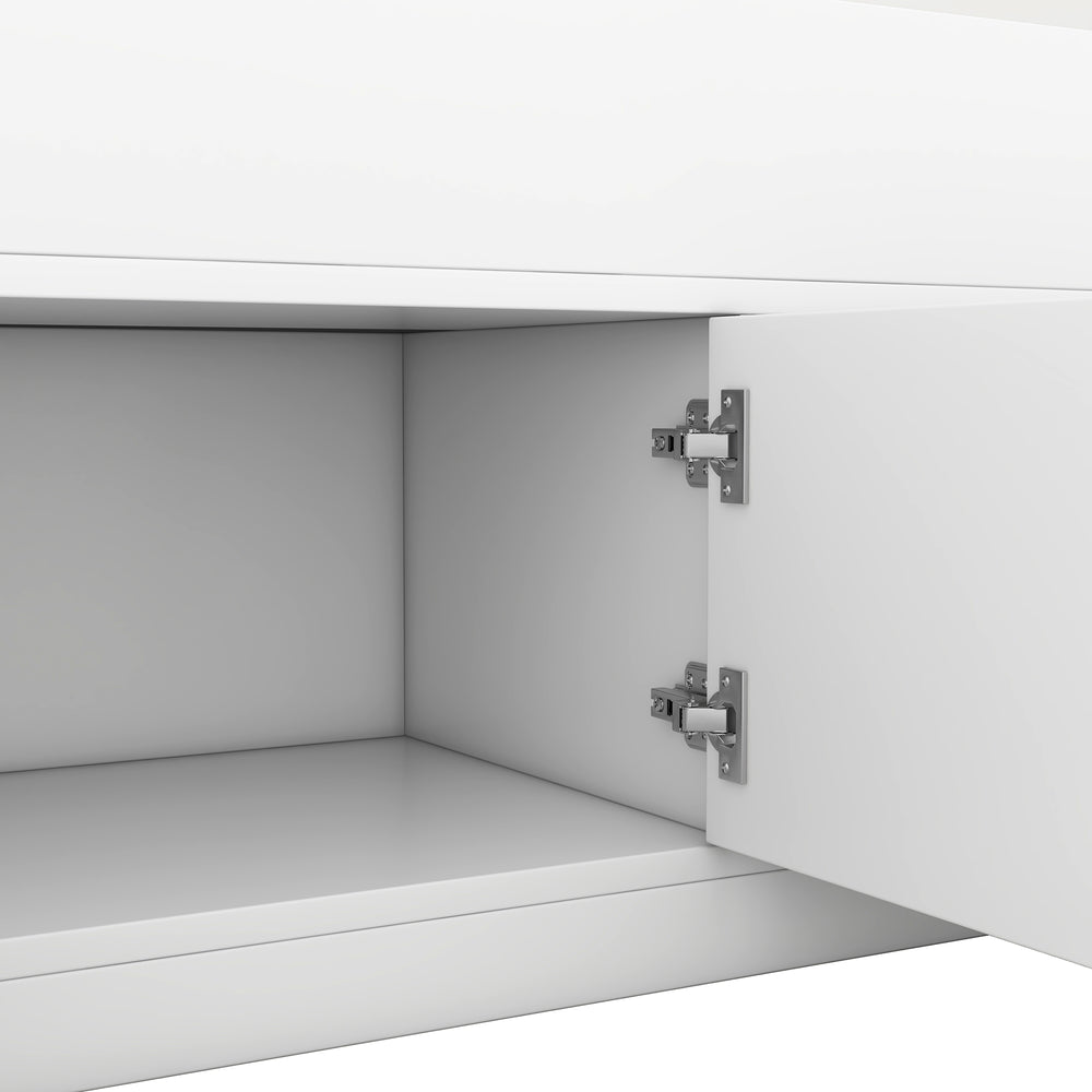 English Elm Twin Captain Platform Bed Frame with Built-In Bookcase, Four Drawers & Slat Support for Storage White GX001828AAK