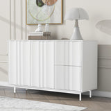 Hearth and Haven U_Style  Wave Pattern Storage Cabinet with 2 Doors and 2 Drawers, Adjustable, Suitable For Study, Entrance and Living Room WF317509AAK