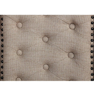 English Elm Set of 2 Beige Upholstered Side Chairs with Button Tufting, Nailhead Trim & Rustic Wood Finish B016P156590