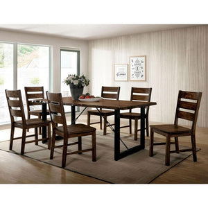 English Elm Set of 2 Walnut Finish Ladder Back Side Chairs — Industrial Rustic Dining Seating with Angled Comfort B016P156595