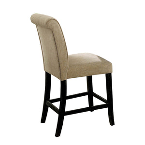 English Elm Set of 2 Padded Chenille Dining Chairs Solid Wood Antique Black Finish Beige Linen Comfort Seat B016P156584