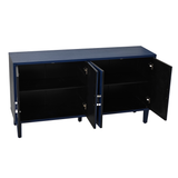 Hearth and Haven Stylish and Functional 4-Door Storage Cabinet with Pine Legs and Mdf, For Living Room Bedroom, And Kitchen, Navy Blue W757P144371