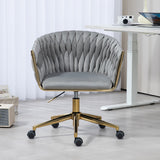 Hearth and Haven Modern Design The Backrest Is Hand-Woven Office Chair, Vanity Chairs with Wheels, Height Adjustable, 360°Swivel For Bedroom, Living Room W2215P147915