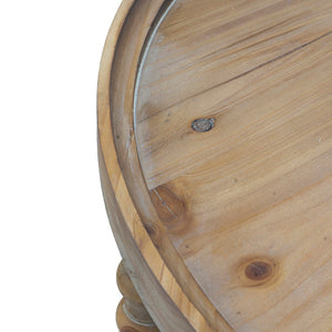 English Elm D29.7" Round Two-tier Side Table Wicker Cane Shelf Turned Legs Artisan Living Room Brown W2078P155914
