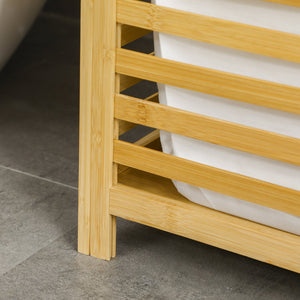 English Elm HOMCOM Bamboo Laundry Hamper with Lid and Removable Liner, 53L Space-Saving Natural Basket, Stylish Organizer W2225P157901