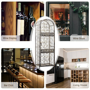 English Elm Homcom 45 Bottle Wrought Iron Jail Wine Rack with Scrollwork and Antique Bronze Finish W2225P156400