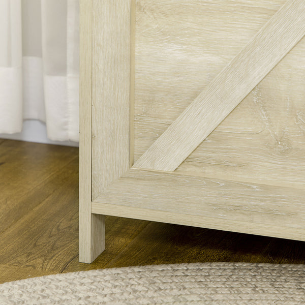 English Elm HOMCOM Farmhouse Storage Chest 30" – Lift-Top Blanket Box with Safety Hinge, 66lb Capacity, White W2225P156389