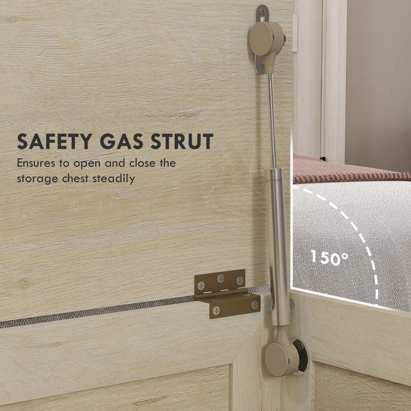 English Elm HOMCOM Farmhouse Storage Chest 30" – Lift-Top Blanket Box with Safety Hinge, 66lb Capacity, White W2225P156389