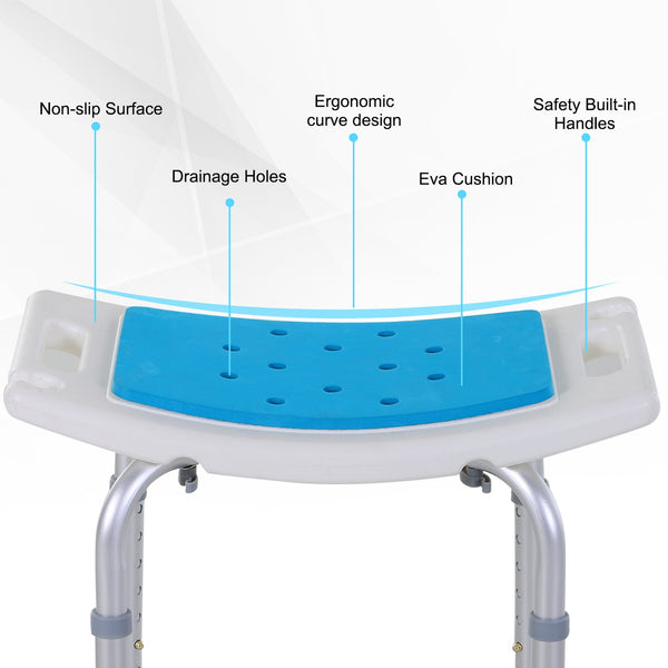 English Elm Homcom 6-Level Adjustable Curved Bath Stool – Aluminum Non-Slip Shower Chair, Ergonomic Seat, 300 lb Capacity W2225P156390