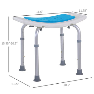 English Elm Homcom 6-Level Adjustable Curved Bath Stool – Aluminum Non-Slip Shower Chair, Ergonomic Seat, 300 lb Capacity W2225P156390