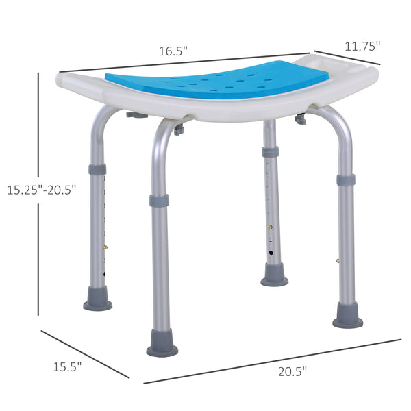 English Elm Homcom 6-Level Adjustable Curved Bath Stool – Aluminum Non-Slip Shower Chair, Ergonomic Seat, 300 lb Capacity W2225P156390
