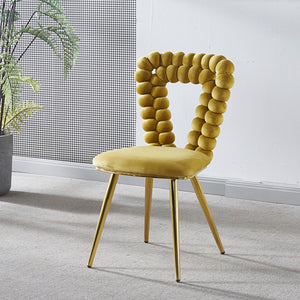 English Elm Modern Boucle Balloon Back Dining Chairs Set of 2 with Powder Coated Iron Legs W234P154835