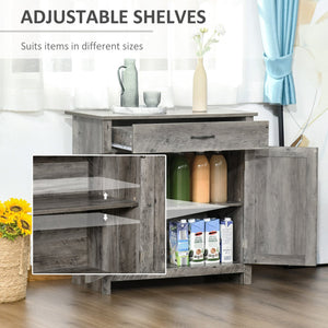 English Elm HOMCOM Farmhouse Coffee Bar Cabinet with Rustic Sliding Barn Door, Wine Racks, Drawers & Shelves for Kitchen and Dining Room (31.5" W) Natural W2225P156395