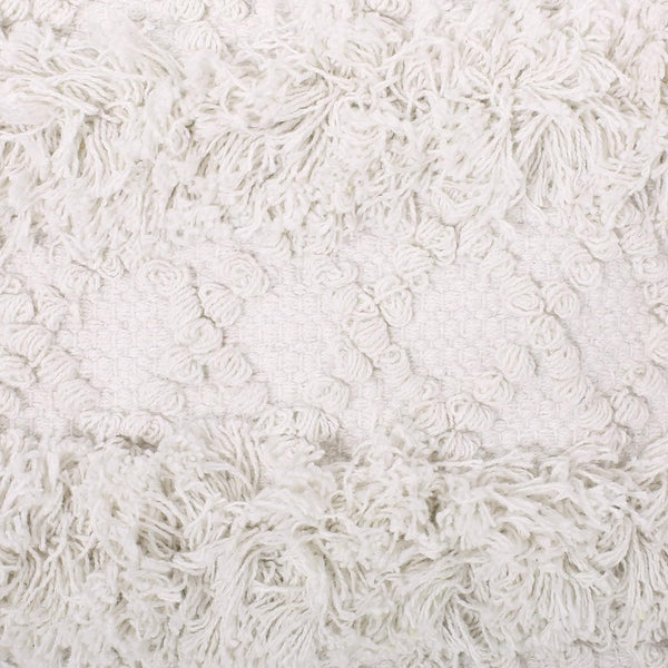 English Elm Christopher Knight Home® - WOVEN Cotton Pouf White Handwoven Boho Tufted Diamond Accent Cube Removable Cover, 18" Durable 67855.00