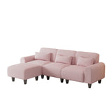 Hearth and Haven Yawn 3-Piece Convertible Sectional Sofa Set with Pillows, Pink and Black W1658S00014