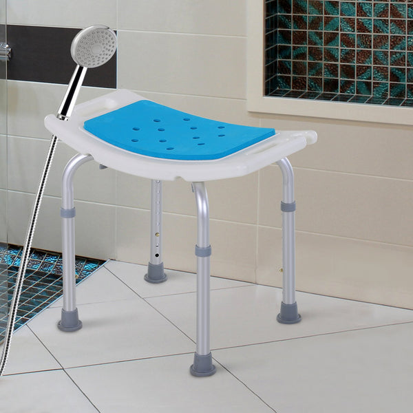 English Elm Homcom 6-Level Adjustable Curved Bath Stool – Aluminum Non-Slip Shower Chair, Ergonomic Seat, 300 lb Capacity W2225P156390