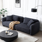 English Elm 110.23 Inches Teddy Velvet Sofa, Mid Century Sofa 3 Seater Couch With 4 Pillows For Bedroom, Living Room, Lounges, Office, Apartment Black